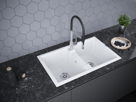 Кухонная мойка Paulmark TANDEM 80/2 PM238150-WH 80х50 цвет белый